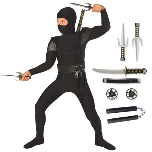 Morph Kids Ninja Costume for Boys, Ninja Costumes for Boys, Kid Ninja Costume for Boy, Boys Ninja Halloween Costumes for Boys Medium Black