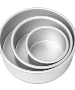 LAST CONFECTION 3-Piece Round Cake Pan Set - Includes 4", 6" and 8" Aluminum Pans 2" Deep 3 Pack - 4", 6", 8" (2" Deep) 9 61dxfPMvzvL