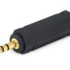 Monoprice 3.5mm Stereo Plug to 6.35mm (1/4 Inch) Stereo Jack Adaptor - Gold Plated, Black D