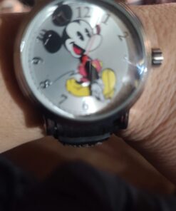 Disney Mickey Mouse Adult Vintage Articulating Hands Analog Quartz Watch Silver, Silver, Black 30 61e21ru59L