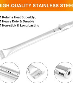 Hisencn Grill Replacement Parts for Dyna Glo DGH353CRP DGC350CNP-D DGF350CSP-D Grill, 2 PCS Heats Tents Heat Plates - Porcelain Steel, 2 PCS Straight Burner PipeTubes Repair Kit - Stainless Steel 2 Silver Burber + 2 Black Heat Tent 10 61e3BPrl9WL