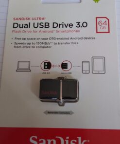 SanDisk 64GBUltra Dual USB Drive 3.0, SDDD2-064G-GAM46(Black) 64GB Black 26 61e3x5FtEXL
