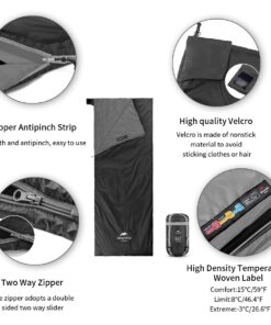 Naturehike Ultralight Sleeping Bag - Envelope Lightweight Portable, Waterproof, Comfort with Compression Sack - Great for 3 Season Traveling, Camping, Hiking Black 12 61e5yQckSQL