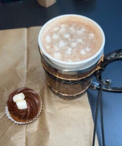 Kndatle Handmade Wooden Barrel Beer Mug, Bucket Shaped Drinkware with Handle, Stainless Steel Double Wall Cocktail Mug for Bar Restaurant, Vintage Bar Accessories (18 oz) 24 61e8HOLXm5L