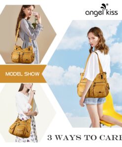Purses and Handbags Women Tote Shoulder Top Handle Satchel Hobo Bags Fashion Washed Leather Purse 1-d.yellow 20 61e9WIy4y5L