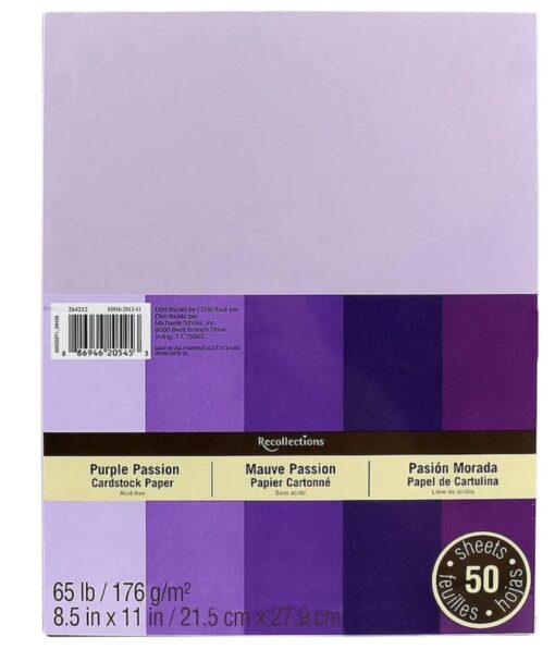 Recollections Cardstock Paper, 8 1/2" X 11" Purple Passion 50