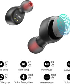 TOZO T6 True Wireless Earbuds Bluetooth 5.3 Headphones Touch Control with Wireless Charging Case IPX8 Waterproof Stereo Earphones in-Ear Built-in Mic Headset Premium Deep Bass Black Classic Edition 40 61eAIJInPL