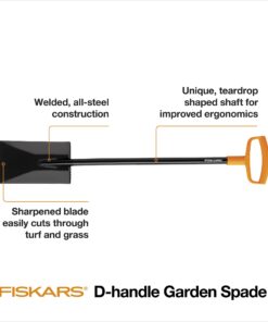 Fiskars Square Garden Spade Shovel - 46" - Steel Flat Shovel with D-Handle - Garden Tool for Digging, Lawn Edging, Pruning - Heavy Duty Weed Puller Tool - Black/Orange 26 61eBMMf24mL