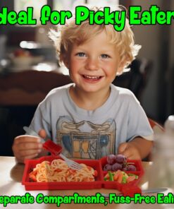 Alternative view of Funwares Engaging Kids' Dinnerware Set: Durable, Divided Plate, Ideal for Picky Eaters, Educational Mealtime, Easy Cleaning, Gift For Toddlers Red