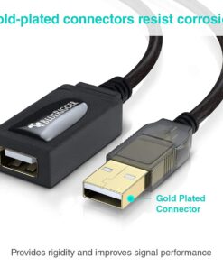 BlueRigger USB Extension Cable (32FT/10M, Long Active USB2.0 Extender, Male to Female Repeater, Data Transfer Cord)- for Game Consoles, Printer, Camera, Keyboard, Hard Drives USB 2.0 32FT 16 61eBn731jS