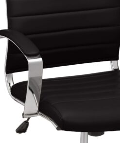 Amazon Basics High-Back Executive Swivel Office Desk Chair with Ribbed Puresoft Upholstery, Lumbar Support, Modern Style, 23.9"D x 24.69"W x 41.5"H, Black 52 61eDIUpzEkL