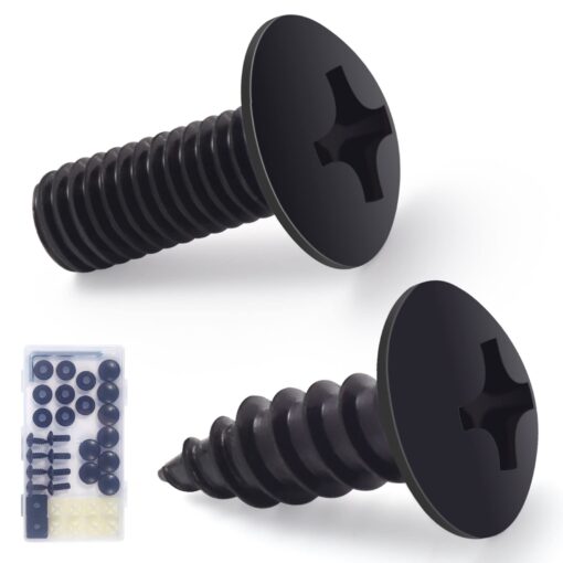 8 Sets License Plate Screws - Updated License Plate Bolts, Premium Black License Plate Screw Kit, Rustproof Stainless Steel Screws for License Plates & License Plate Frames on Cars.