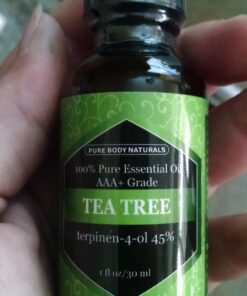 Tea Tree Essential Oil, 1 Fl Oz with Dropper - Undiluted Therapeutic Grade for Your Face, Skin, Hair and Diffuser - 100% Pure Melaleuca Oil for Acne, Toenails - by Pure Body Naturals 1 Fl Oz (Pack of 1) 53 61eHZq9wLTL