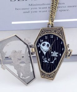 Ddjbdb Quartz Pocket Watch with Necklace Chain, Hollow Nightmare Christmas Design Mens Pocket Watches,Gift for Kids Men Boys Son Grandson with Box Black… Bronze 9 61eHbX1R UL