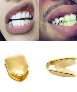 ComidoxHip Hop Single Teeth Grillz Caps Top Bottom Dental Grill Gold 8 61eIWGtAgKL