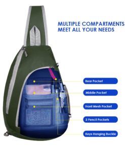 Alternative view of WATERFLY Crossbody Sling Bag Small Water Resistant Backpack Lightweight Shoulder Chest Daypack for Men Women Hiking Travel Army Green