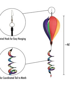 In the Breeze 6 Panel Rainbow Hot Air Balloon - Wind Spinner Includes Curlie Tail - Colorful Kinetic Hanging Decoration,Rainbow Panel,11" W x 17" H, 26" Tail,1036 Rainbow Panel 5 61eJx6 w26L
