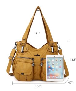 Purses and Handbags Women Tote Shoulder Top Handle Satchel Hobo Bags Fashion Washed Leather Purse 1-d.yellow 15 61eNUZEmldL