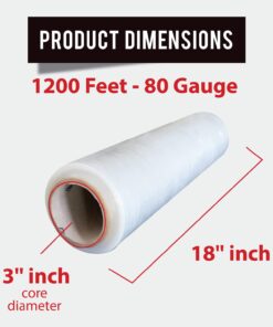 PofA Stretch Film Plastic Wrap - Clear, 18 In x 1200 Ft x 80 Gauge (20 Micron), 4 Roll with 1 Pair Hand Saver, Industrial Heavy Duty Shrink Wrap for Packing, Shipping, Pallet, Moving Supplies CLEAR - 4 ROLLS & HAND SAVER 10 61eNivi5DL