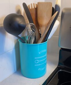 Now Designs Powder-Coated Steel Utensil Crock, Turquoise 28 61eNu9hzeFL