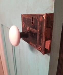 A29 Porcelain Rim Lock Knob Set, White Color, Black Powder Coat Stem 25 61eO9FNFR7L