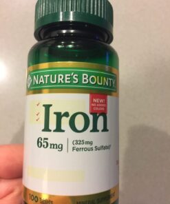 Nature's Bounty Iron 65mg, 325 mg Ferrous Sulfate, Cellular Energy Support, Promotes Normal Red Blood Cell Production, 100 Tablets 100 Count (Pack of 1) 36 61ePANHZGsL