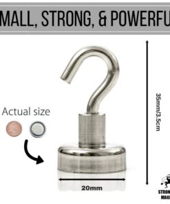 Strongman Tools Strong Magnetic Hooks Heavy Duty Magnet Hooks for Hanging - with Neodymium & Non Scratch Adhesive - Magnetic Hook for Cruise, Wall, Locker, Hanger and More - 6 Pack Set, 30 lbs 30lbs Hooks 20 61eQgvxL6FL