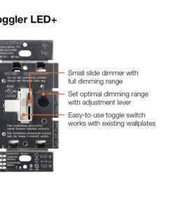 Lutron Toggler LED+ Dimmer Switch | 150-Watt LED, Single-Pole/3-Way | TGCL-153PH-WH | White 1 Pack 36 61eQmgst89L