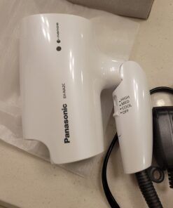 Panasonic nanoe Salon Hair Dryer with Oscillating Quick Dry Nozzle, Folding Hair Dryer for Travel and Home, 3 Airflow Settings for Easy Styling and Healthy Hair - EH-NA2C-W (White) Compact Hair Dryer w/ 1 attachment 38 61eRENe3W L
