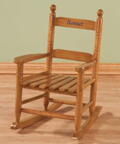 Alternative view of Miles Kimball Personalized Childrens Rocking Chair, Features Classic Rocker Design and Hardwood Construction, Natural Finish with Blue Font