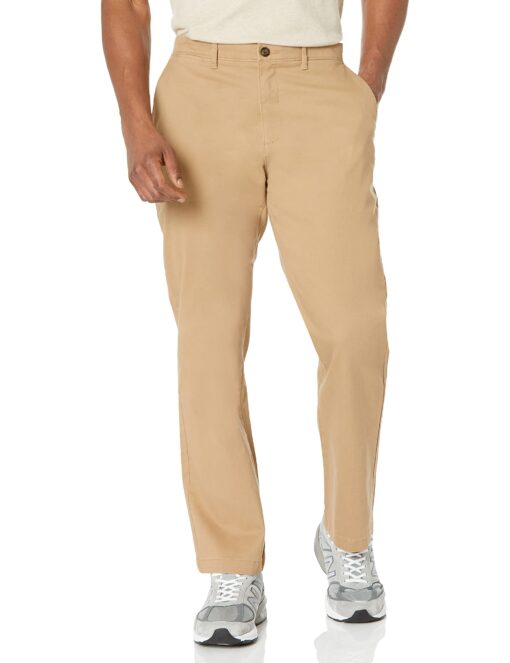 Amazon Essentials Men's Classic-Fit Casual Stretch Khaki Pant 42W x 28L Dark Khaki Brown