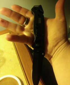 SOG Escape Tactical Folding Knife- 3.4 Inch Serrated Edge Blade Emergency Pocket Knife with Glass Breaker, Wire Stripper and Line Cutter Blades-Black (FF25-CP) Escape - Hardcased Black 37 61eVYgGHufL