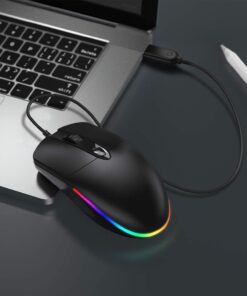 LED Wired Mouse, RGB Silent Corded Computer Mouse for Office and Home, Wired USB Mouse Compatible with Windows PC, Laptop, Notebook, Chromebook - Black 14 61eVosLZpL