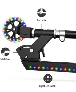 Jetson Scooters - Jupiter Kick Scooter - Collapsible Portable Kids Push Scooter - Lightweight Folding Design with High Visibility RGB Light Up LEDs on Stem, Wheels, and Deck Mars Black 17 61eWmcHKgkL