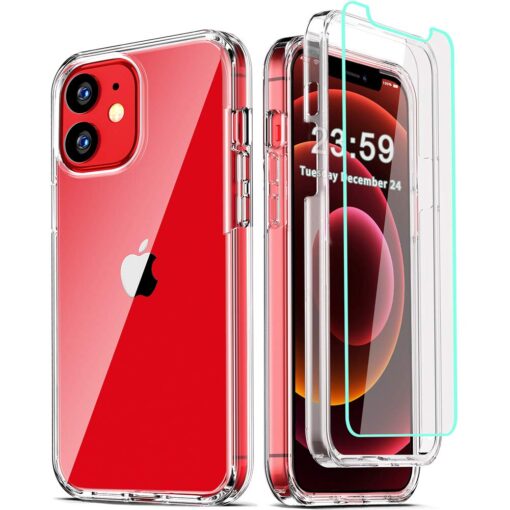 COOLQO Compatible for iPhone 12 /iPhone 12 Pro Case 6.1 Inch, with [2 x Tempered Glass Screen Protector] Clear 360 Full Body Silicone Protective Shockproof for iPhone 12/12 Pro Cases Phone Cover 12/12Pro (6.1 inch)