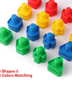 Coogam 32 PCS Jumbo Nuts and Bolts Set Shapes and Colors Matching Toys Occupational Therapy Tools Screw Nut Toy Sorting Building Construction Fine Motor Skills for Kids 17 61eXLKaL7VL