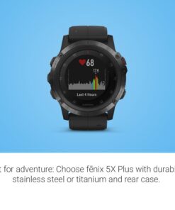 Garmin fenix 5X Plus, Ultimate Multisport GPS Smartwatch, Features Color Topo Maps and Pulse Ox, Heart Rate Monitoring, Music and Contactless Payment, Black with Black Band 26 61eXW06yUL