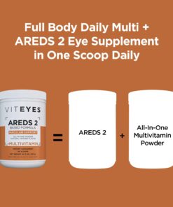 Viteyes AREDS 2 Powder + Multivitamin All-in-One, Macular Protection, Alternative to AREDS 2 chewables, No Pills, Lutein & Zeaxanthin, AREDS 2 Eye Vitamins Drink, Natural Orange Flavor, 90 Scoops 90 Count 9 61eXzhwTyJL