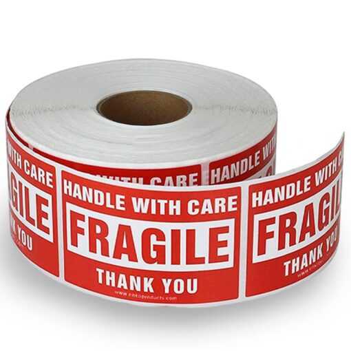 enko 2 x 3 Inch Fragile Stickers Handle with Care Warning Packing Shipping Label - Permanent Adhesive (1 Roll, 500 Labels) 1 Roll - 500 Labels