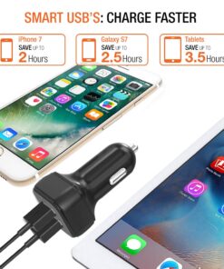 Trianium Car Charger 24W (2 Pack) Dual Charger Adapter, AtomicDrive SmartUSB Compatible iPhone 12 11 Pro Max/XR/XS Max/X/8/7/6s/6 Plus, iPad Pro/Air2/Mini,Galaxy S20,Note,LG,Nexus,HTC,Huawei,and More 26 61eY9xRJ3ZL