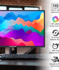 Sceptre 24-inch Professional Thin 1080p LED Monitor 99% sRGB 2x HDMI VGA Build-in Speakers, Machine Black (E248W-19203R Series) 24" 75Hz 27 61eYfhHSqL