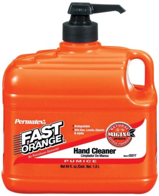 Fast Orange Permatex 25217 Pumice Lotion, Heavy Duty Hand Cleaner, Natural Citrus Scent, Waterless Cleaner For Mechanics, Strong Grease Fighter, 1/2 Gallon, Orange, 64 Fl Oz (Pack of 1) 64 Fl Oz (Pack of 1)