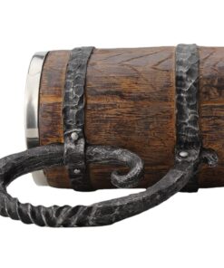550ML Viking Beer Mug, Stainless, Whiskey Barrel Cup ,Viking wood style Beer mug ,Wooden Gift Antique Men's Barrel Capacity 11 61edRESucUL