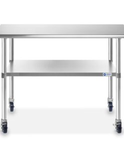 Alternative view of GRIDMANN NSF Stainless Steel Work & Prep Table 48 x 24 Inches with Caster Wheels and Under Shelf for Restaurant, Home, Hotel 48 in Long x 24 in Deep