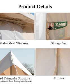 S'more Canvas Glamping Tent, 4 Season Family Camping Tent for 3/4/6 Person, Waterproof, Windproof, and Weather Resistant Tent for Family Glamping, Car Camping, Outdoor Party Cabin Tent(6.9ft x 8.5ft x 4.9ft) 33 61eevZNe0hL