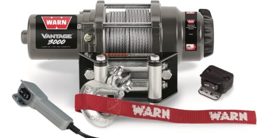 Warn Vantage 3000 Winch - 3000 lb. Capacity, 50' of 5/16" Wire Rope, Roller Fairlead, Wired Remote Control, Weather-Sealed, for ATV/UTV