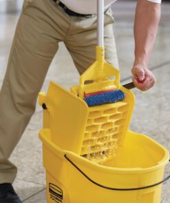 Rubbermaid Commercial Products WaveBrake 35 Qt. Side-Press Mop Bucket and Wringer Combo on Wheels, Yellow, for Professional/Industrial/Business Heavy-Duty Floor Cleaning/Mopping 47 61ehrrNc8HL