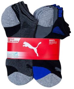 Puma Men's No show Sport Socks, Moisture Control, Arch Support (8 Pair) 6-12 Black 17 61el7f3zg7L