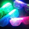 12 Piece Slotted & Shutter Shades Light Up Unisex Flashing Glasses for Adults & Children (5 Assorted Colors: White, Purple, Green, Blue, & Pink)- with Push On/Off Button for All Occasions 17 61emxVJ1R5L