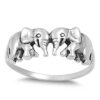 SILVERCLOSEOUT Rhodium Plated Sterling Silver Womens Double Elephant Ring (Size 4-10) 28 61eo3TlmneL
